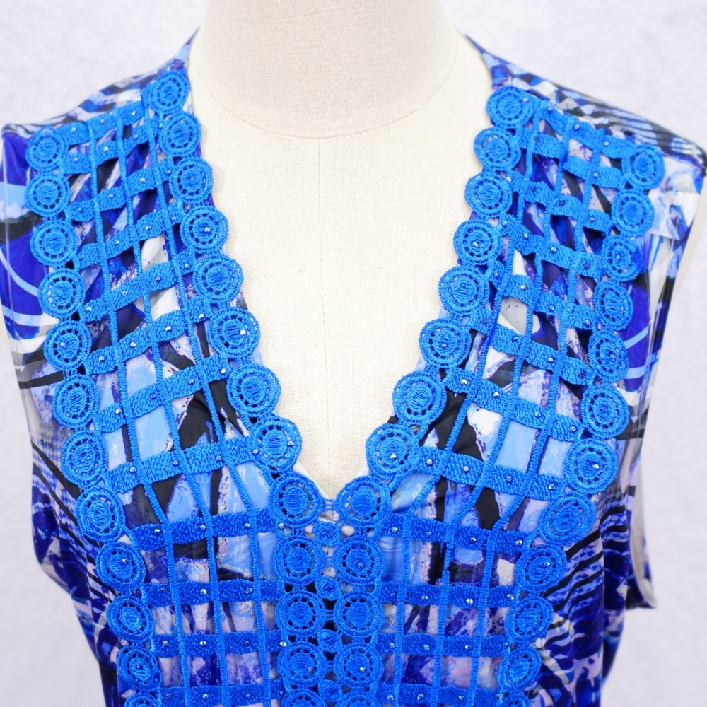 Apt. 9 Purple Blue Lace V-Neck Sleeveless Full Length Dress XL Polyester Spandex - Picture 2 of 7